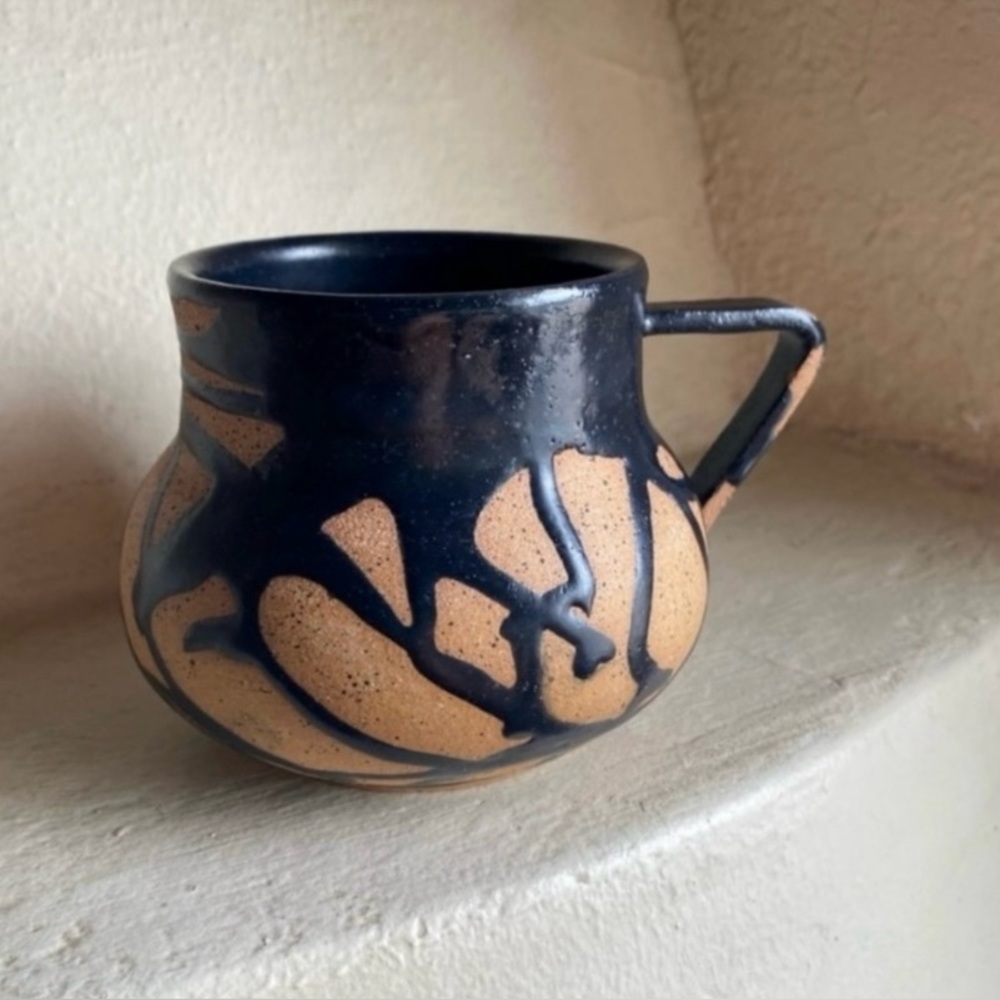 Handmade CA Artist J Miller Ceramics Geometric Modern Pottery Mug
